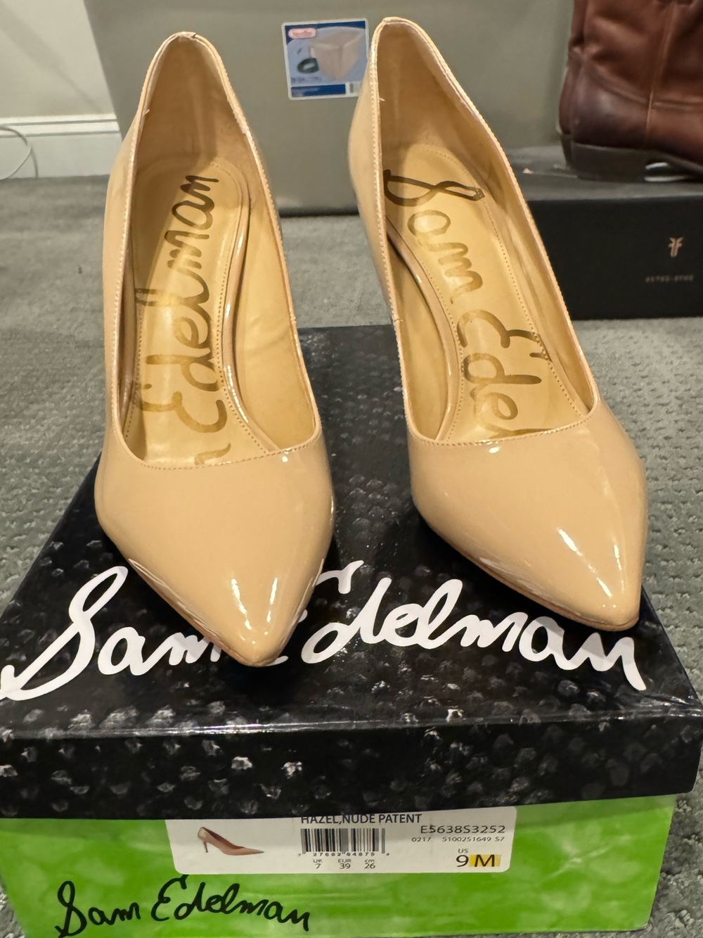 Sam Edelman Nude Patent Pointed Toe Pumps